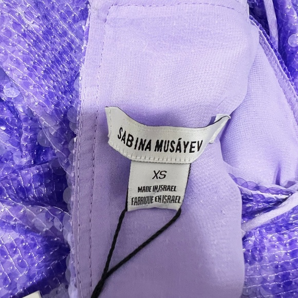 NEW Sabina Musayev Tilda Sequin Sparkle Embellished Short Sleeve Boxy Top Purple - Picture 2 of 4